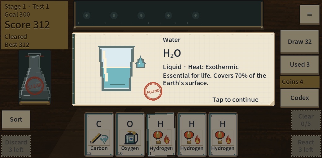 Discover Water and record it in the Codex, in the English game UI
